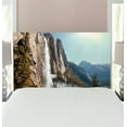 thumbnail image 1 of Yosemite Headboard, Yosemite Falls Mountain Sunshine Alpine Trees Dramatic Natural Wilderness Landscape, Upholstered Decorative Metal Bed Headboard with Memory Foam, Twin Size, Green, by Ambesonne, 1 of 4