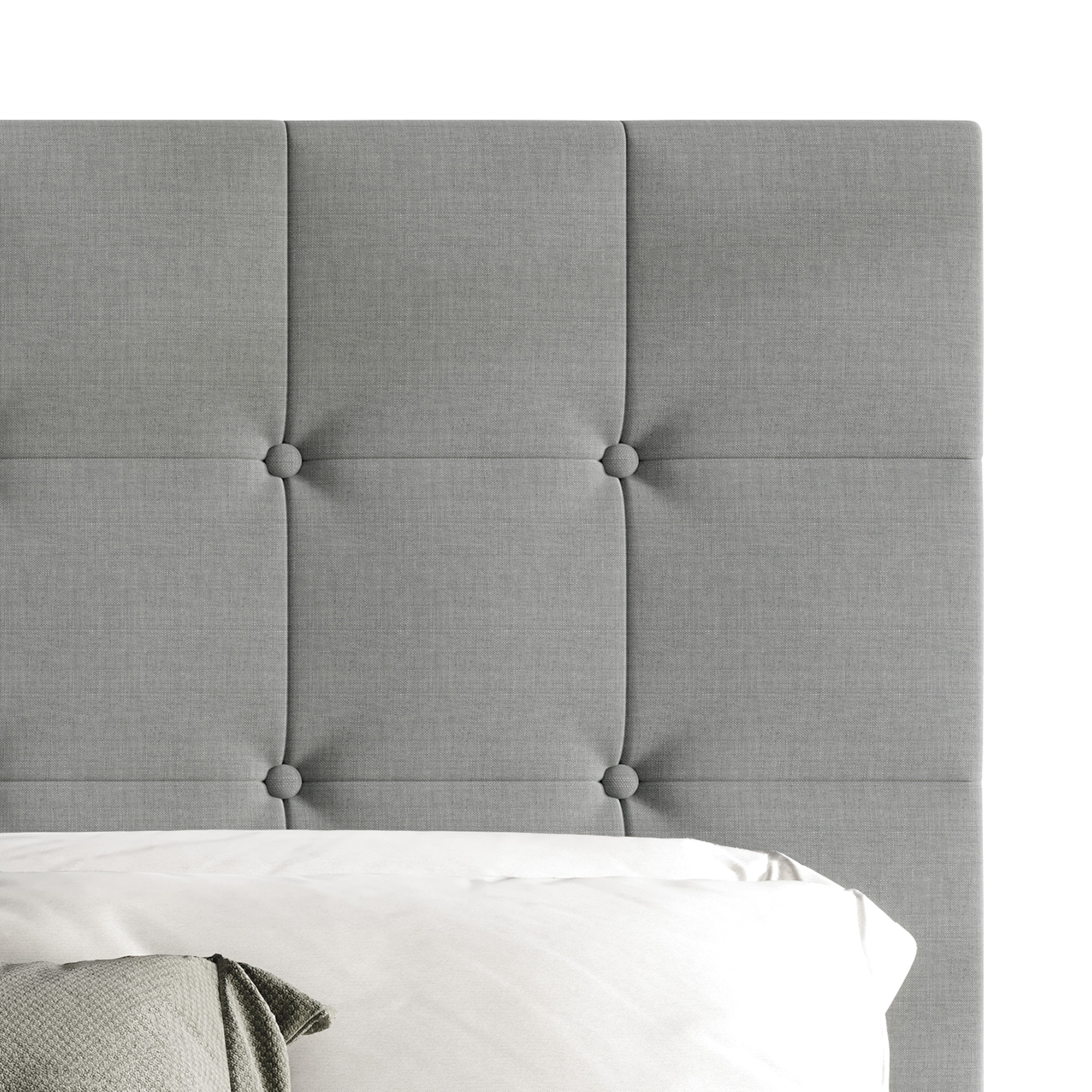 Home Design Ida Queen Upholstered Transitional Adjustable Headboard With Button Tufted For Adult, Grey