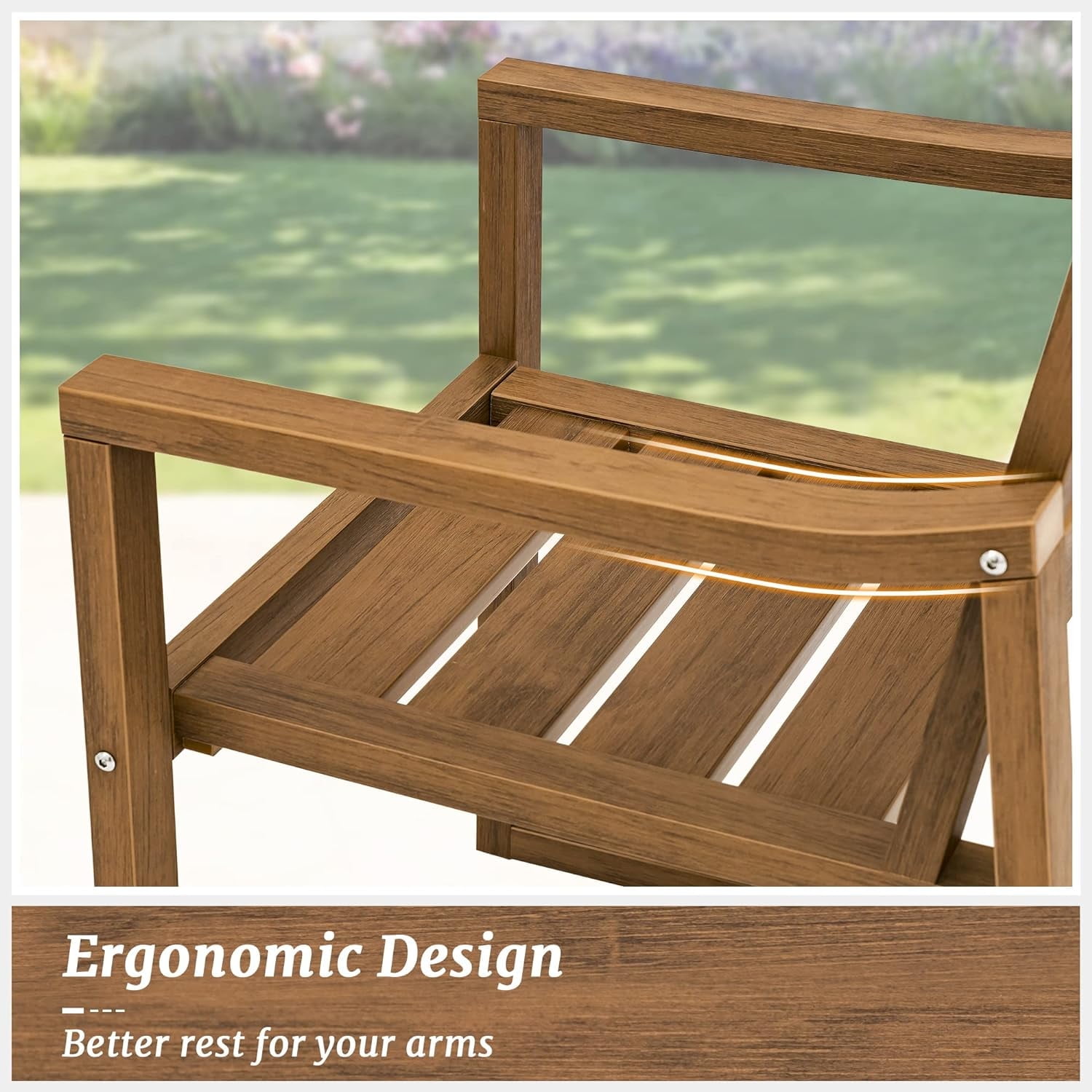Dycanpo Outdoor Dining Chairs Set of 4,Weather Resistant Patio Chairs with Armrest for Indoors,Teak