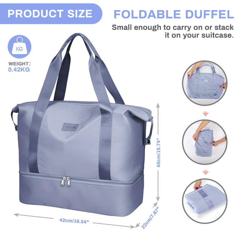 22 Foldable Large Travel Duffel Duffle Bag Sports Gym Tote Bag For Women  Overnight Carryon Weekend Bag Shoulder Bag Water Rresistant