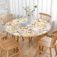 thumbnail image 3 of Pioneer Flower Floral Print Pattern Round Fitted Tablecloth with Elastic Edge,Dining Table Cover Waterproof,Outdoor Round Tablecloth for Camping,Dining,Indoor and Outdoor, 3 of 7