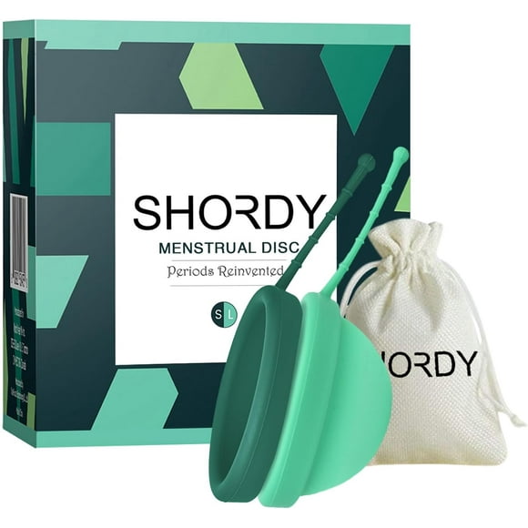 SHORDY Reusable Menstrual Disc for Women, 100% Medical-Grade Silicone, Tampons, Pads & Cups Alternative (Small & Large, Green)