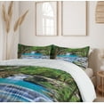 thumbnail image 6 of Ambesonne Nature Duvet Cover Set, Rocks in Waterfall Lake, 2-Calking, Green Blue and Brown, 6 of 7