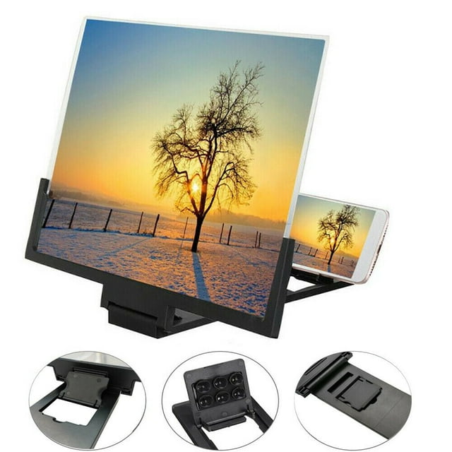 14” Screen Magnifier for Cell Phone -3D HD Magnifing Screen Enlarger for Movies Videos and Gaming – Foldable Phone Stand Holder with Screen Amplifier–Compatible with All Smartphones