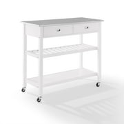Crosley Chloe Stainless Steel Top Kitchen Cart in White