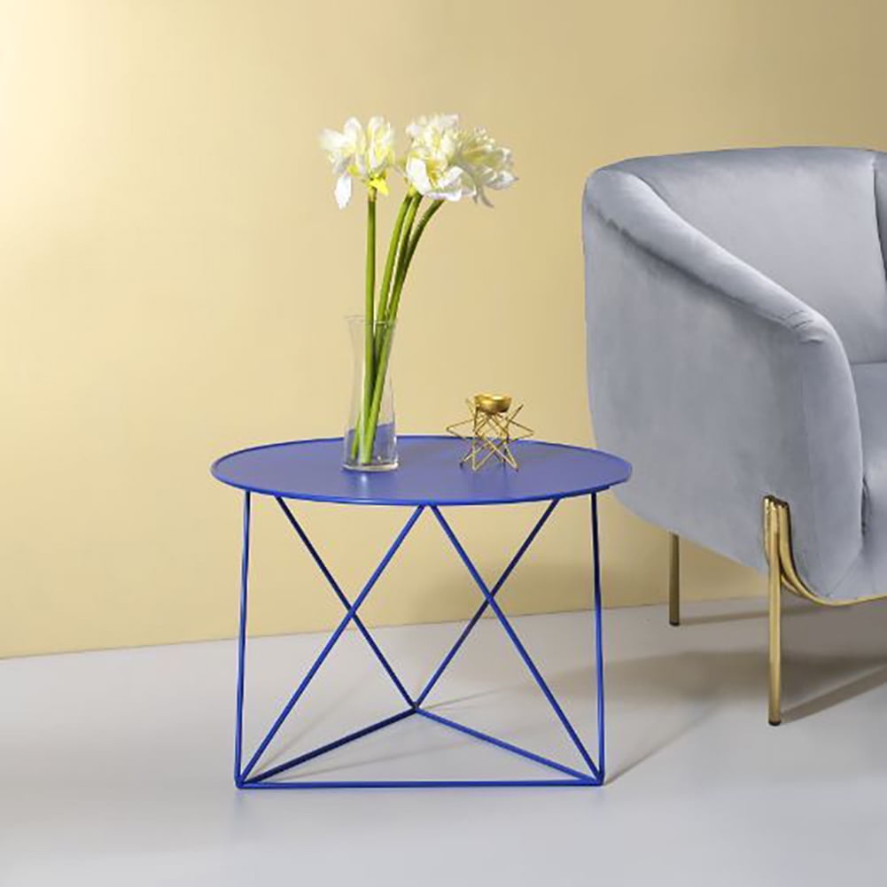 Acme Furniture Aviena Accent Table Blue & Gold Finish 