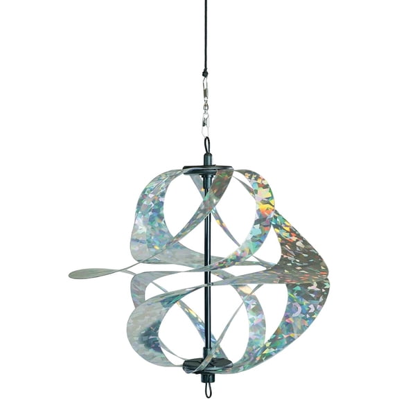 In the Breeze 2482 — Silver Sparkle Vortex Spinner — Mesmerizing and Colorful Hanging Wind Spinner