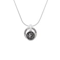 thumbnail image 2 of Delight Jewelry Silvertone Antiqued Round Seal - Initial - F - Laugh Ring Charm Necklace, 18", 2 of 4