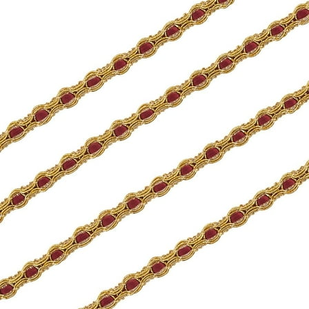 20 Yards 3/8 Inch Gold Red Gimp Braid Trim Polyester Woven Braid Fabric Trimming Metallic Glitter Upholstery Lace Ribbon Bulk for Sewing Making Craft Costume Curtain Slipcover Decoration DIY