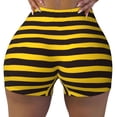 thumbnail image 2 of Lsque Bee Stripe Pattern High Waisted Biker Shorts for Women-Tummy Control Fitness Athletic Workout Running Yoga Gym Shorts,Moisture-Wicking-Medium, 2 of 9