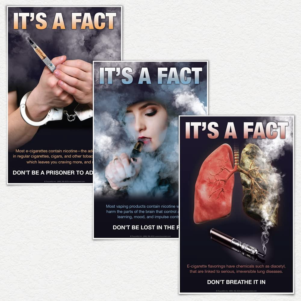 Quit Vaping Posters Set of Threequit vaping  e-cigarette risks  vaping hazards  school nurse office decorations, classrooms, clinics, anti-vaping campaigns