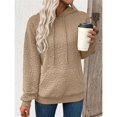 thumbnail image 4 of Sudadera con Capucha para Mujer, Informal, de Larga, con Cordón Ajustable, de Jacquard, Estilo Pulóver, Ropa Holgada. Caqui S, 4 of 7