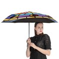 thumbnail image 4 of Halloween Stained Glass Pumpkin Rain Umbrella Sun Protection Sun Umbrella Parasol Folding Umbrella Black Glue, 4 of 9