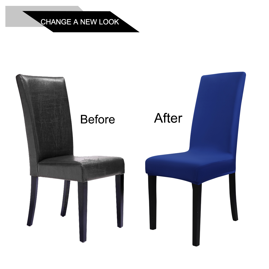 Unique Bargains 4-Pack Solid Dinning Room Chair Cover Stretch Removable Chair Slipcovers Royal Blue