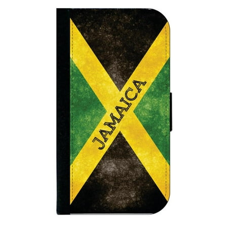 Jamaica Grunge Flag - Wallet Style Phone Case with 2 Card Slots Compatible with the Samsung Galaxy s7 Edge