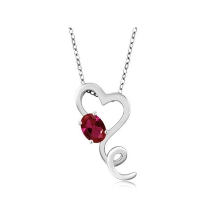 - 0.60 Ct Simulated Emerald, Ruby or Sapphire 925 Sterling Silver Heart Pendant 18