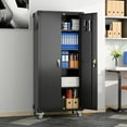 thumbnail image 2 of Garvee Rolling Cabinet Storage, 71.7" Locking Metal Cabinet with Adjustable Shelves and Door Pegboard for Garage, Workshop, Home Office, Black, 2 of 7