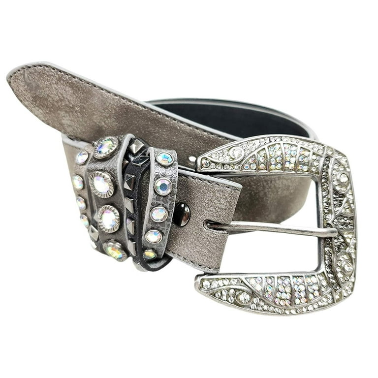 Kamberley Genuine Leather Women's Belt With Detachable Rhinestone Buckle - Two Size Options