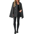 thumbnail image 2 of INSPIRE CHIC Women's Winter Slit Sleeve Double Breasted Cloak Coat M Dark Gray, 2 of 6