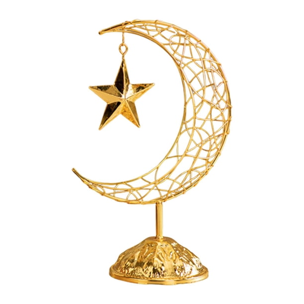 Adorno de estrella lunar, artesanía Eid, decoración de Ramadán para el hogar, sala de estar, gabinete Oro