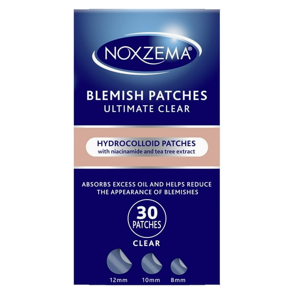 Noxzema Blemish Patches - Hydrocolloid Acne Pimple Patches with Niacinamide & Tea Tree Extract - 30 Count