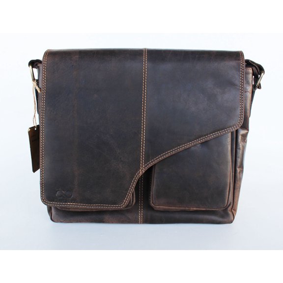 Adam Burke Leather Crossbody Pouch Messenger Travel Bag Brown 18AB05DB