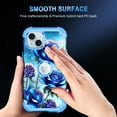 thumbnail image 6 of CASEFIV for iPhone 15 Plus Case,Glow in The Dark Three Layer Heavy Duty Sturdy Shockproof Protection Rugged Hard PC+Soft TPU Bumper Case for Women Girls,Blue Rose, 6 of 7