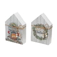 thumbnail image 1 of Christmas Mdf Maison Bloc De Forme Avec Ruban - Ensemble De 2, 1 of 4