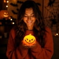 thumbnail image 5 of Halloween Pumpkin Decorations Outdoor Indoor,  Mini Pumpkin Night Light Table Decor, Weather Resistant Small Pumpkin Figurine for Desk Shelf Halloween Party Indoor Home Decorations 1.97*2.17in 1 Pack, 5 of 5