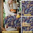 thumbnail image 5 of Paisley and Floral Black Pattern Round Tablecloth 70"x70", Wrinkle Resistant Wipeable Table Cover for Kitchen Dining Room Picnic Patio and Party, 5 of 6