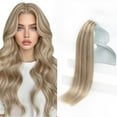 thumbnail image 1 of Sunny Hair Tape in Hair Extensions Human Hair Invisible Tape in Extensions 20Pcs Straight Remy Real Human Hair Extensions for Women Warm Ash Blonde Highlights Bleach Blonde 14inch, 1 of 9