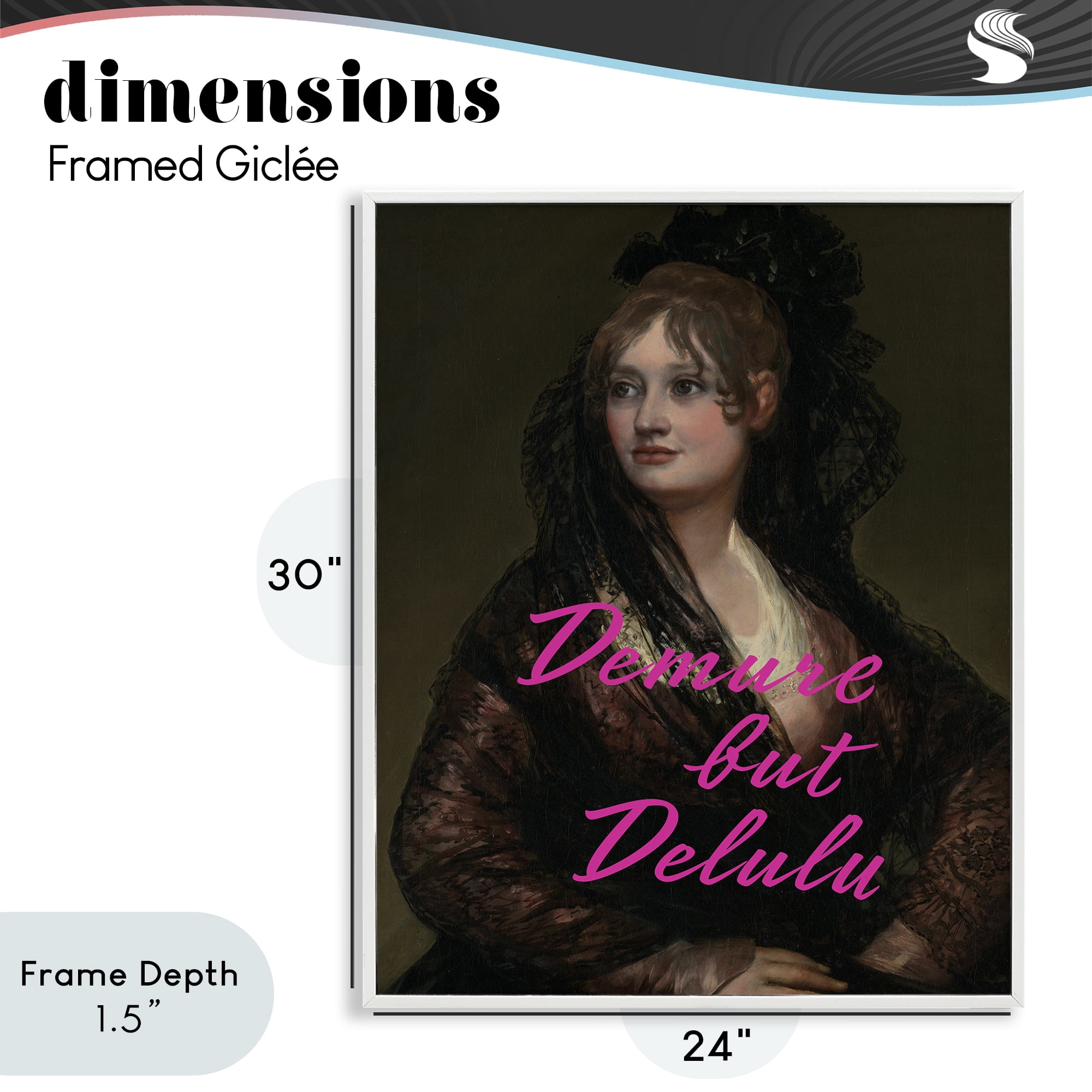 Stupell Industries Iconic Demure But Delulu White Framed Giclee Art, design by Grotto Studios