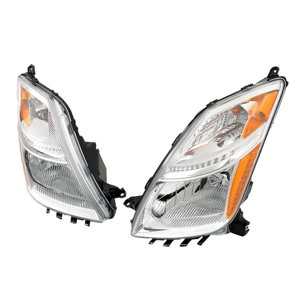 Headlights Headlamps Pair Fit For 2006-2009 Toyota Prius Left Right Side Chrome