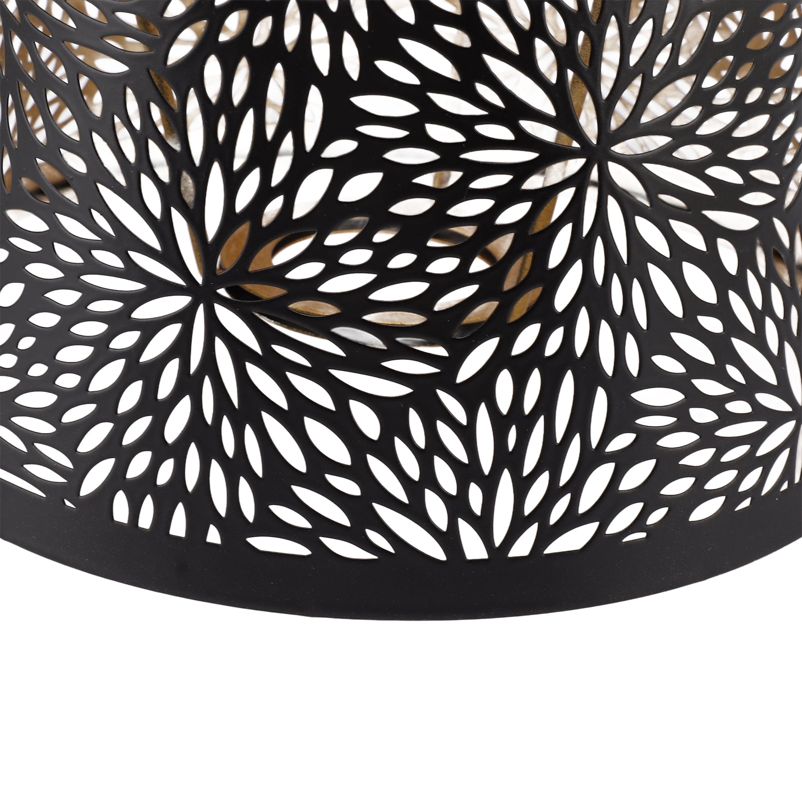 Rupoun Decorative Metal Lamp Shade for E26 E27 Bulbs, Forest Tree Style Hollow Out Iron Lampshade Cover with Inner Gold Pattern, Black Bedside Table and Wall Light Replacement (7.5 in / 19 cm)