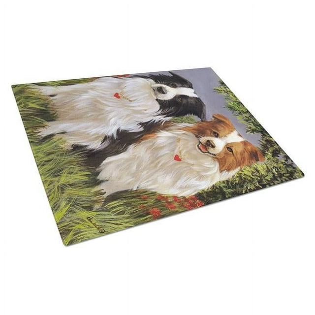 Carolines Treasures PPP3029LCB Border Collie Patrol Glass Cutting Board - Large
