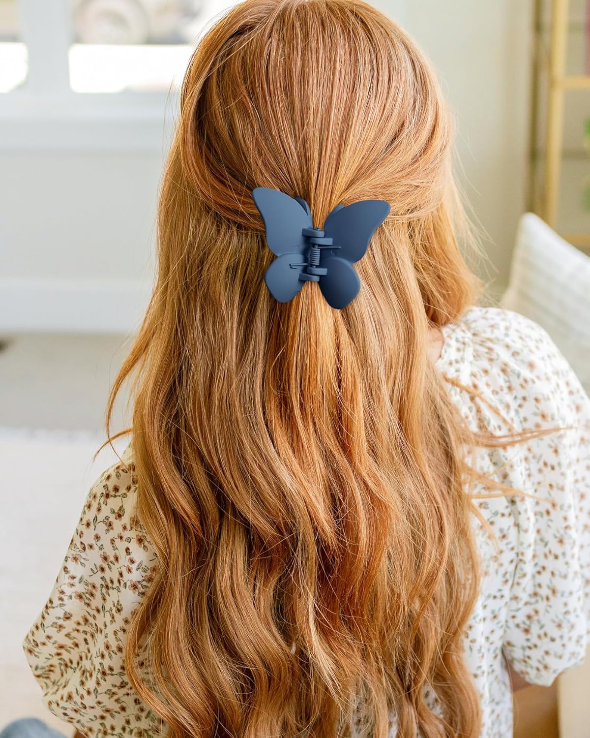 6 PCS Hair Claw Clips - Matte Flower, Heart, Butterfly Hair Claw Clips for Women Girls - Non-Slip and Strong Hold for Thin/Medium/Thick Hair