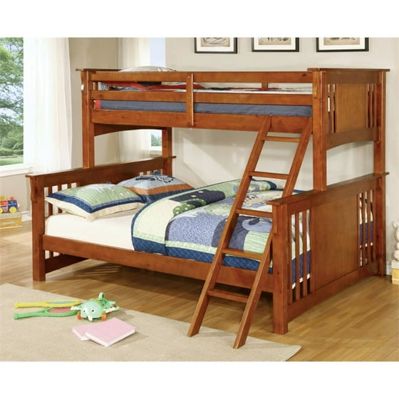Bowery Hill Twin Over Queen Bunk Bed In Oak Com