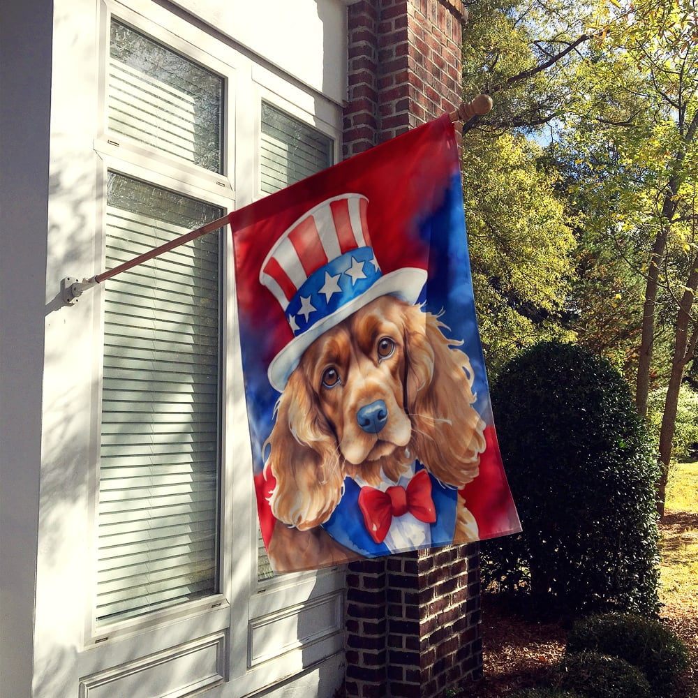 Cocker Spaniel Patriotic American House Flag 28 in x 40 in