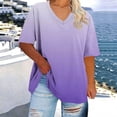 thumbnail image 5 of cocolona Oversized Tshirts for Women Summer Plus Size V-Neck Short Sleeve Gradient Printed Tops Base Tees Casual Trendy Blouses, 5 of 5