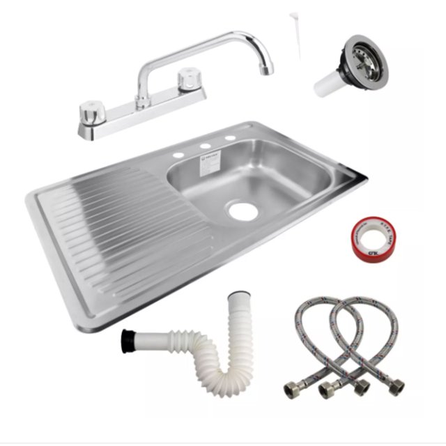 Fregadero Tarja Empotrar Acero Inoxidable 80x50 Kit Premium (Escurridor lado Izquierdo)