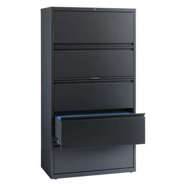 HIRSH 17641 36" W 5 Drawer Lateral File Charcoal, Letter