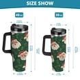 thumbnail image 3 of 40oz insulated car cup with handle and straw suitable for all ages Stainless steel vacuum insulated cup. Green Pattern Of Santa Claus, 3 of 10