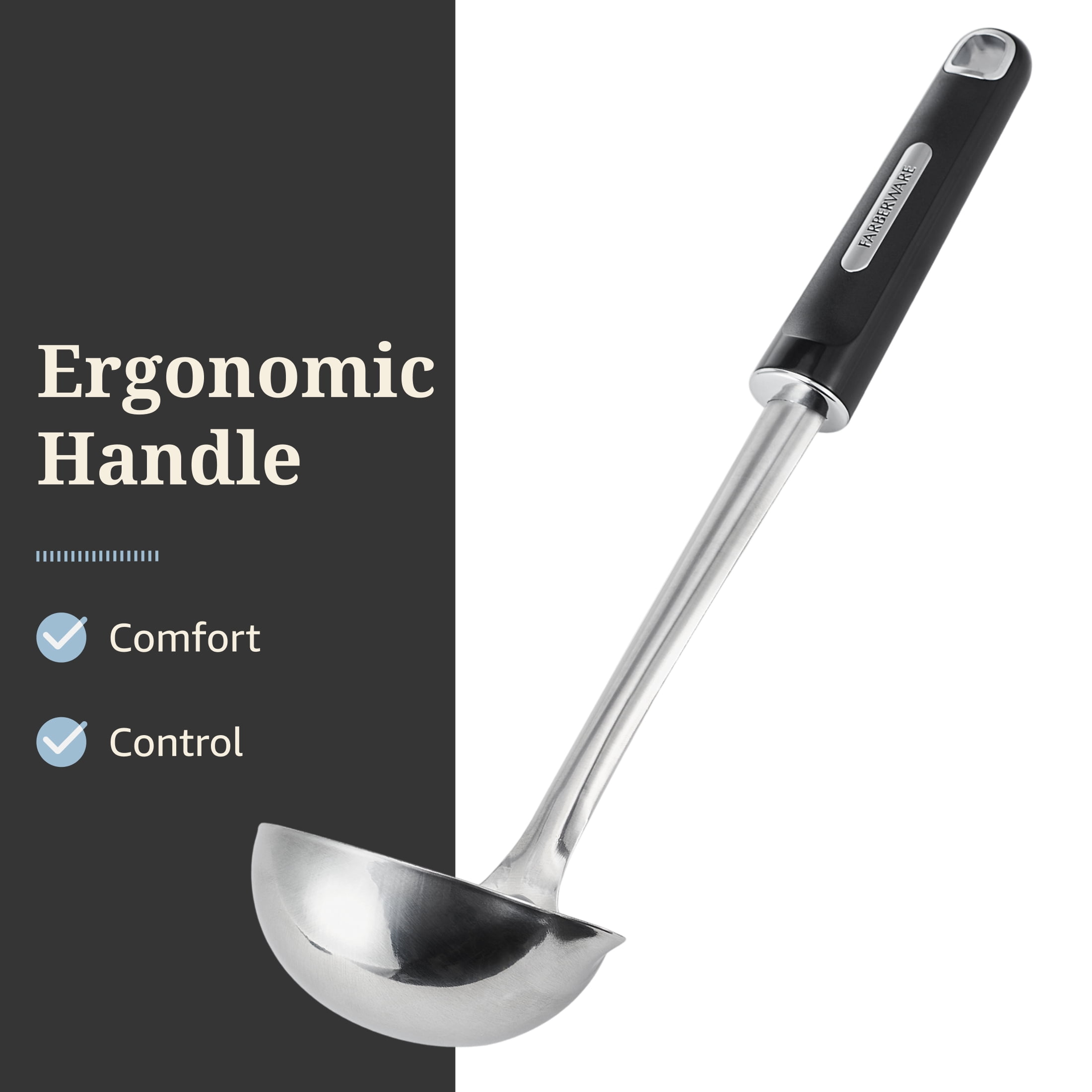 Farberware Professional Stainless Steel Soup Ladle with Black Handle