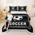thumbnail image 2 of Castle Fairy Soccer Print King Size Comforter Sets 3pcs, Sport Theme Comforters King Size, Black White,Black Reversible,1 Comforter and 2 Pillowcases, 2 of 6