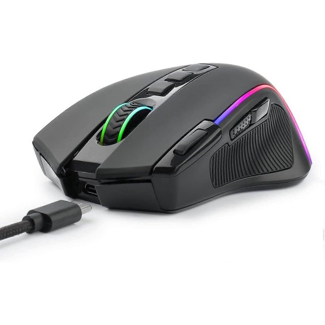Ratón inalámbrico para juegos con cable, retroiluminación RGB, ratón óptico ergonómico, 9 botones programables con botón de disparo rápido de grabación de macros, 4000 DPI ajustables,