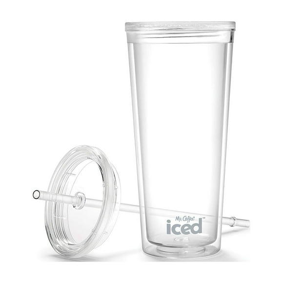 Vaso para café helado Mr. Coffee, 650 ml, tapa transparente, pajita