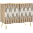 thumbnail image 3 of PixonSign Sideboard Buffet Cabinet, Kitchen Storage Cabinet with 2 Doors, Gray & Brown Geometric Polygons, Cupboard Console Table for Dining Room - 35" L x 18" W x 29" H, 3 of 5
