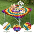 thumbnail image 4 of Colorful Tie Dye Layered Mandala Square Fitted Tablecloth with Elastic Edge,Square Table Cover,Washable Elastic Table Cover for Home Kitchen Party Decor 34"x34", 4 of 6