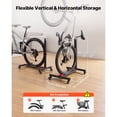 thumbnail image 2 of KFFKFF Bike Stand 2 Pack, Freestanding Vertical & Horizontal Bicycle Storage Rack, with Lockable Wheels, Adjustable Height Carbon Steel Upright Garage Floor Stand, Suitable for 20-29 in Wheels, Black, 2 of 9