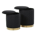 thumbnail image 5 of Lumisource Marla Contemporary/Glam Quilted Ottoman Set in Gold Metal and Black Velvet, 5 of 6